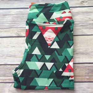 Lularoe Festive Green and Red Kids Leggings